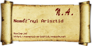 Neményi Arisztid névjegykártya